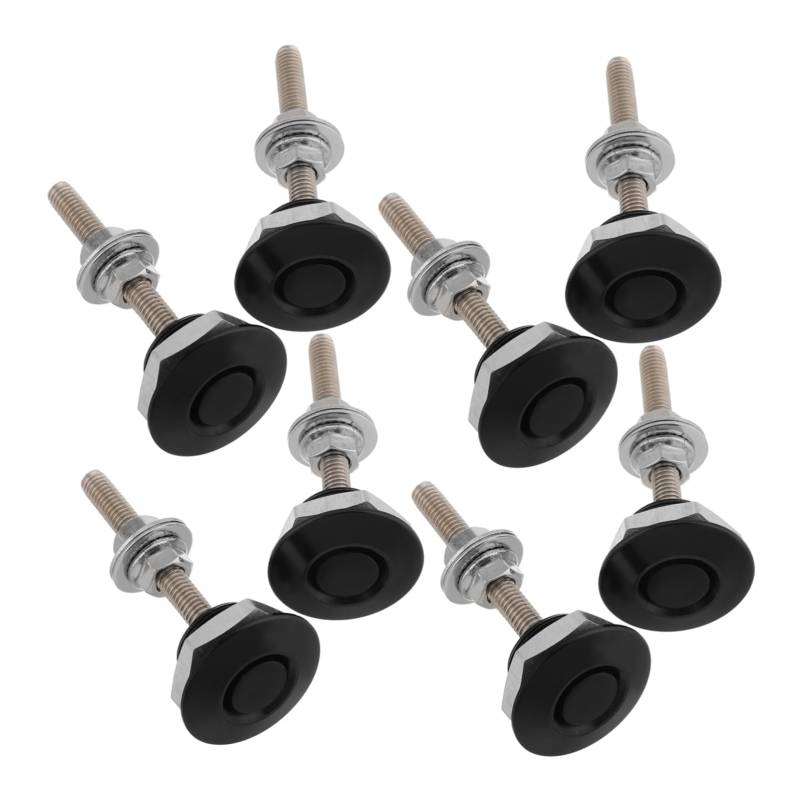 Ciieeo 8 Stück Mini-Cover-Schloss Haubenstift-Verriegelungssatz Zubehör für Automodifikationen Sperrenhaubenstift Hood Latch Assembly Lock Kit Aluminiumlegierung Black von Ciieeo
