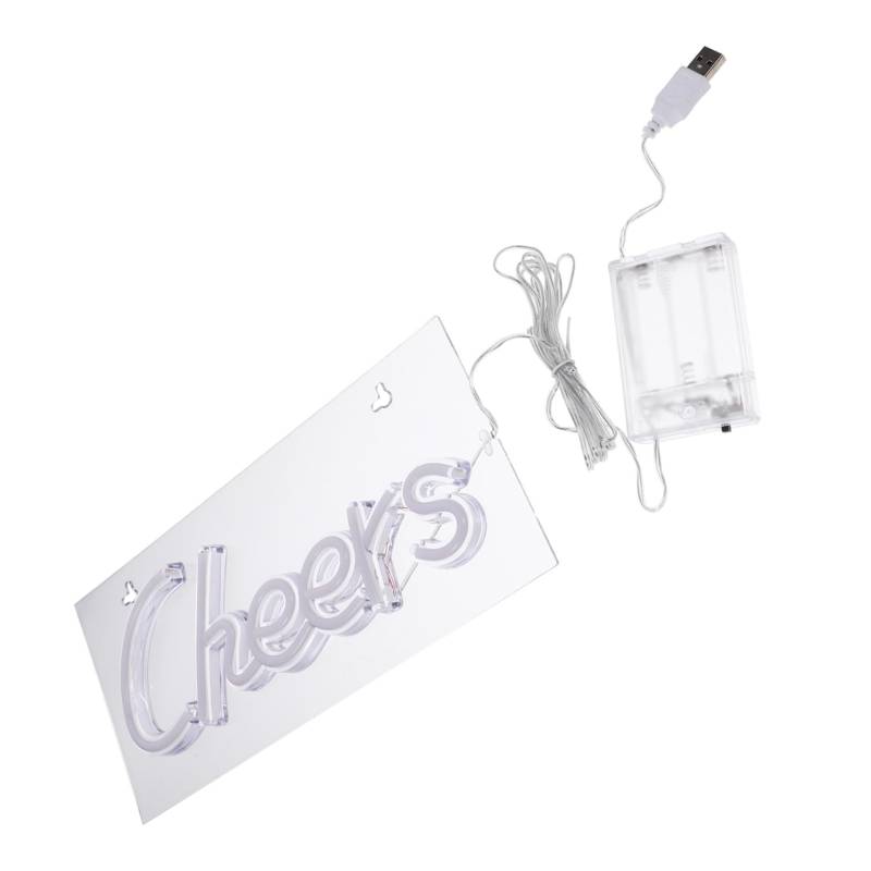 Ciieeo Cheers Neon Licht LED Neon Schild Dekorative Neonlampe Für Bar Schlafzimmer Party Warmweiß Mit Eisenkette Zuhause Und Feiertage von Ciieeo