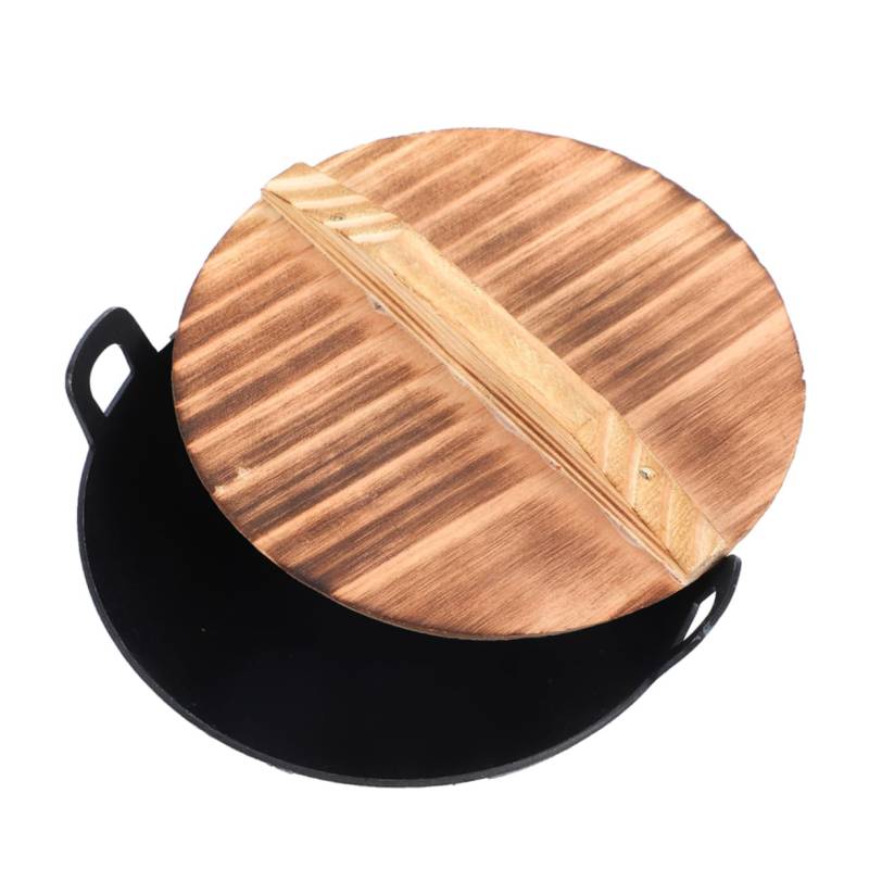 Ciieeo Mini Double Ohr Iron Wok Puppenhaus-Wok Miniatur-Kochgerät Mini-Kochwerkzeug Mini-Küchenschmuck Puppenhaus-Miniaturgeräte Wok -Zubehör Mini House Decor hölzern von Ciieeo