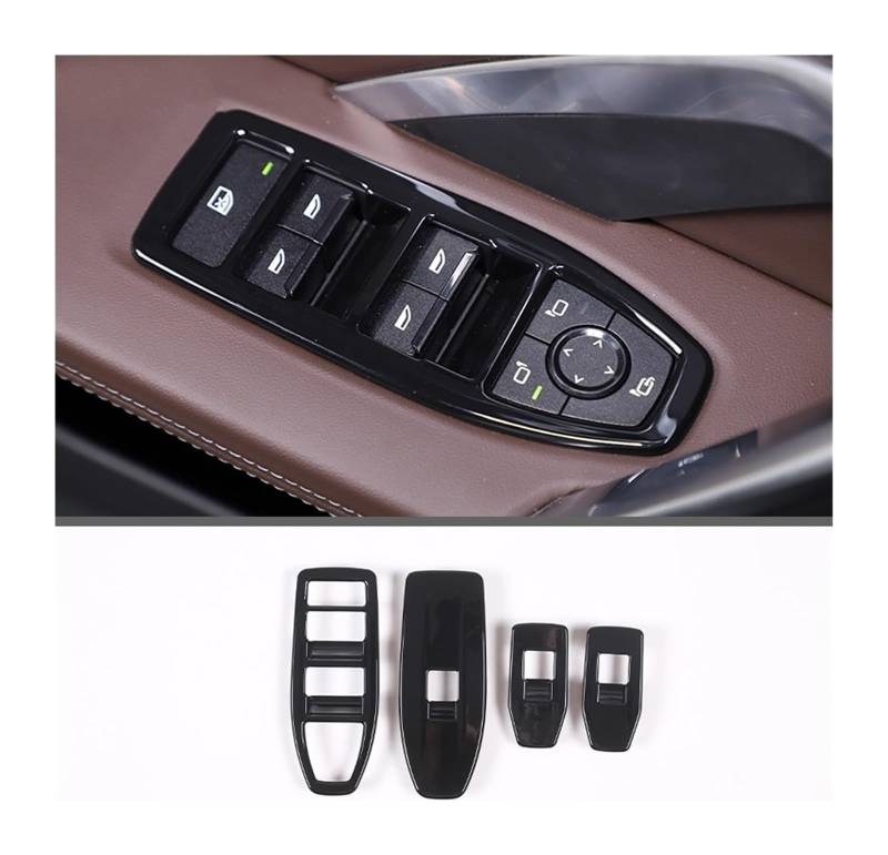 Fensterheber Hauptschalter Abdeckung Für B&MW X1 U11 2023 2024 Auto Fenster Glas Hebe Tasten Rahmen Trim Aufkleber Auto Zubehör Auto Innen Aufkleber(Glossy black) von Ciloc