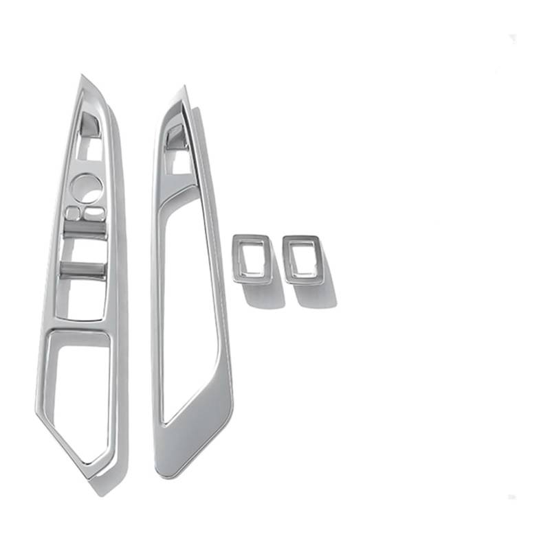 Fensterheber Hauptschalter Abdeckung Für B&MW X5 X6 F15 F16 2014-2018 LHD Tür Fenster Button Panel Abdeckung Trim Aufkleber Auto Styling Zubehör(Silber) von Ciloc