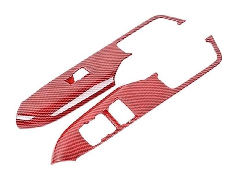 Fensterheber Hauptschalter Abdeckung Für F&ord Für Mustang 2015-2023 Autotürgriff Armlehne Panel Fensterheber Schalter Knopf Rahmenabdeckung Verkleidung(Red Carbon Fiber Pattern) von Ciloc