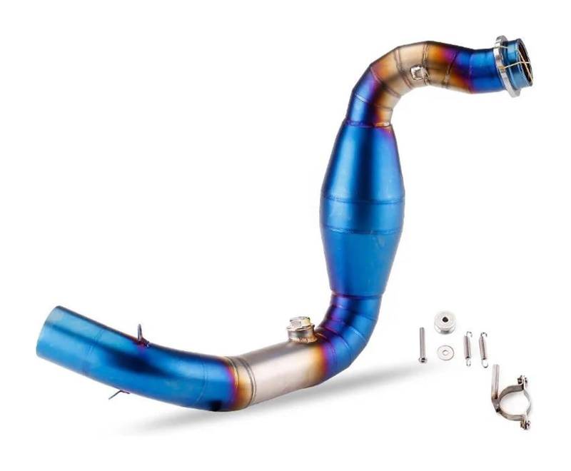 Motorrad Auspuff Mittelrohr Für B&MW G310R G310GS 2017–2021 Motorrad-Auspuff-Endschalldämpfer Auspuff-Escape-Vollsystem-Schalldämpfer Mittleres Verbindungsrohr 51 Mm(Stainless Steel-Blue) von Ciloc