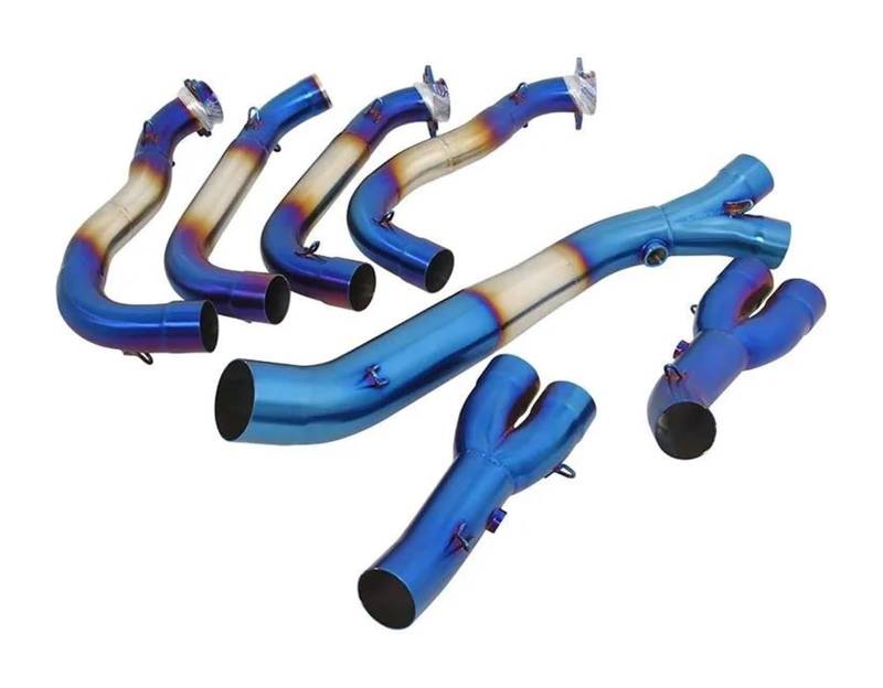 Motorrad Auspuff Mittelrohr Für B&MW S1000RR S1000r 2010-2018 Slip On Full System Motorrad Auspuff Escape Header Front Link Pipe Connect 60mm Schalldämpfer(Blau) von Ciloc