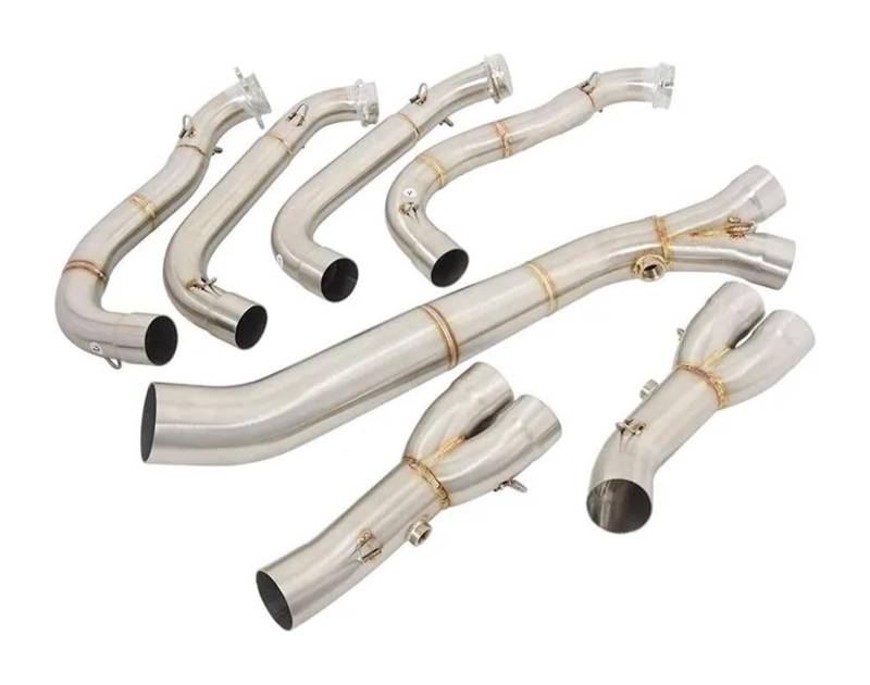 Motorrad Auspuff Mittelrohr Für B&MW S1000RR S1000r 2010-2018 Vollsystem Slip On Motorradauspuff Escape Header Front Link Pipe Connect 60mm Schalldämpfer(Silber) von Ciloc