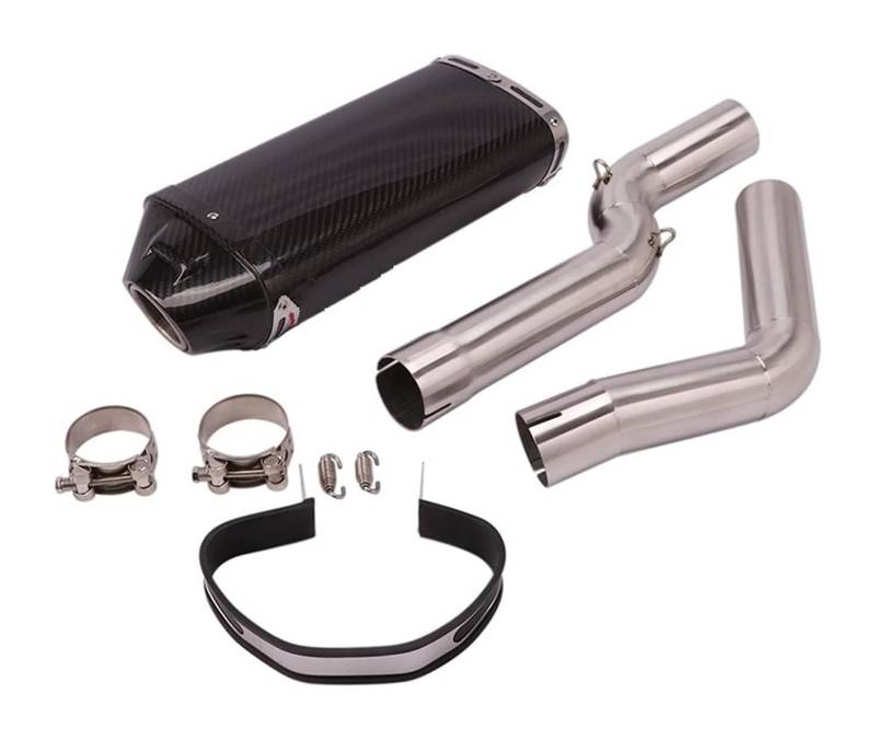 Motorrad Auspuff Mittelrohr Für CBR1000RR 2004-2007 CBR600RR F5 2003-2020 Motorrad Auspuff Flucht Slip Auf Link Rohr Schalldämpfer Carbon Faser(Style 1 F5 03-04) von Ciloc