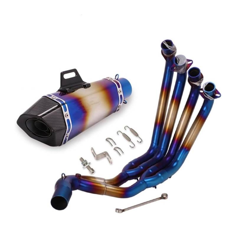 Motorrad Auspuff Mittelrohr Für CBR650 CBR650R CB650F Motorradauspuff Flucht Komplettsystem Vorne Mitte Modifizierter Schalldämpfer Carbon Faser Schalldämpfer Slip On(7) von Ciloc