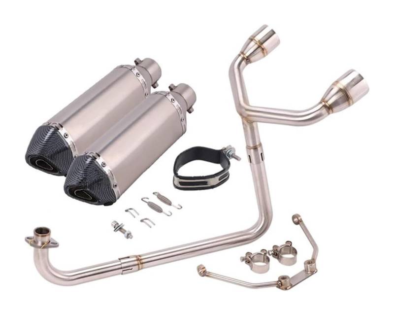 Motorrad Auspuff Mittelrohr Für MSX125 MSX 125 Motorradauspuff Komplettsystem Modifizierter Doppelloch-Escape-Schalldämpfer 51mm Vorderes Mittelverbindungsrohr(1) von Ciloc