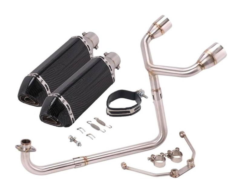 Motorrad Auspuff Mittelrohr Für MSX125 MSX 125 Motorradauspuff Komplettsystem Modifizierter Doppelloch-Escape-Schalldämpfer 51mm Vorderes Mittelverbindungsrohr(4) von Ciloc