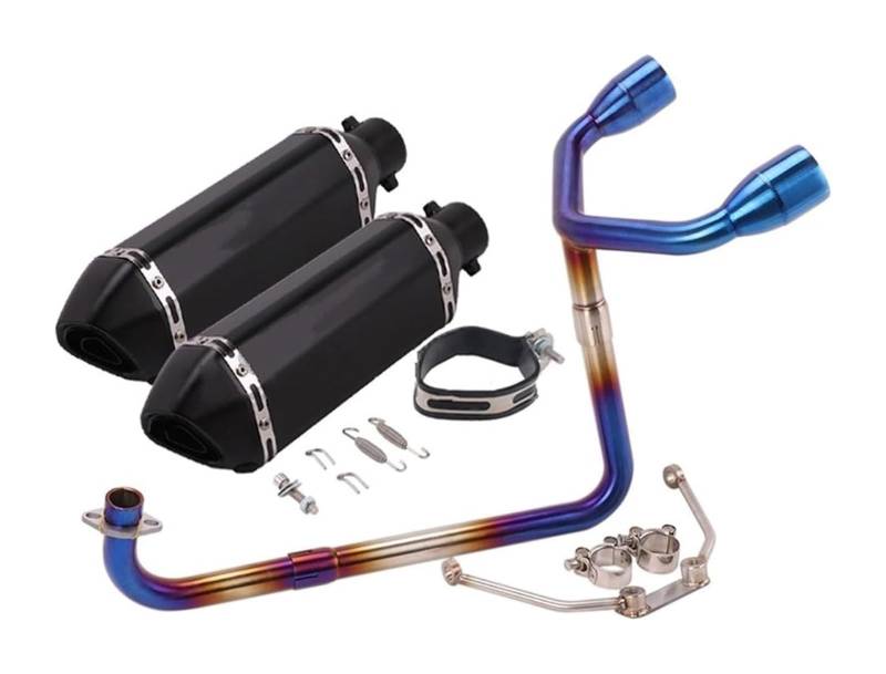Motorrad Auspuff Mittelrohr Für MSX125 MSX 125 Motorradauspuff Komplettsystem Modifizierter Doppelloch-Escape-Schalldämpfer 51mm Vorderes Mittelverbindungsrohr(6) von Ciloc