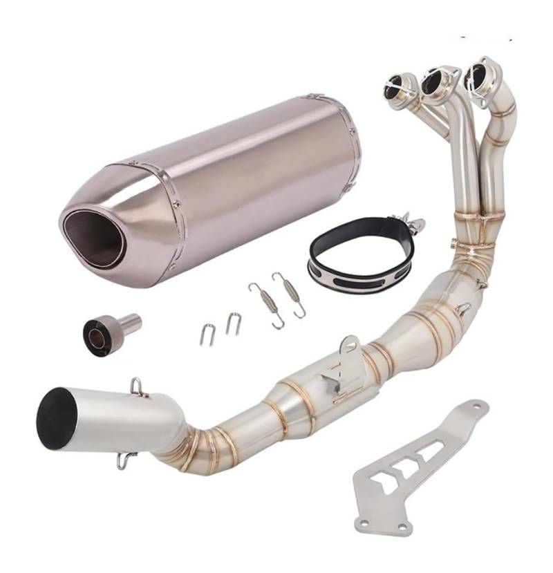 Motorrad Auspuff Mittelrohr Für Y&amaha Für MT09 FZ09 2021 2022 Motorradauspuff Flucht Vollsystem Modifizierter Kohlefaser-Schalldämpfer Mit Katalysator-Verbindungsrohr(2) von Ciloc
