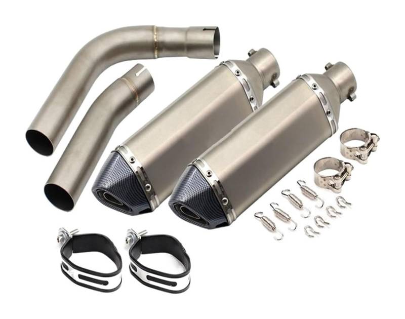 Motorrad Auspuff Mittelrohr Für Y&amaha YZF R1 2009-2014 Motorradauspuff Schalldämpfersystem Mid Link Pipe Carbon Face Schalldämpfer Auspuff Escape Moto(2) von Ciloc