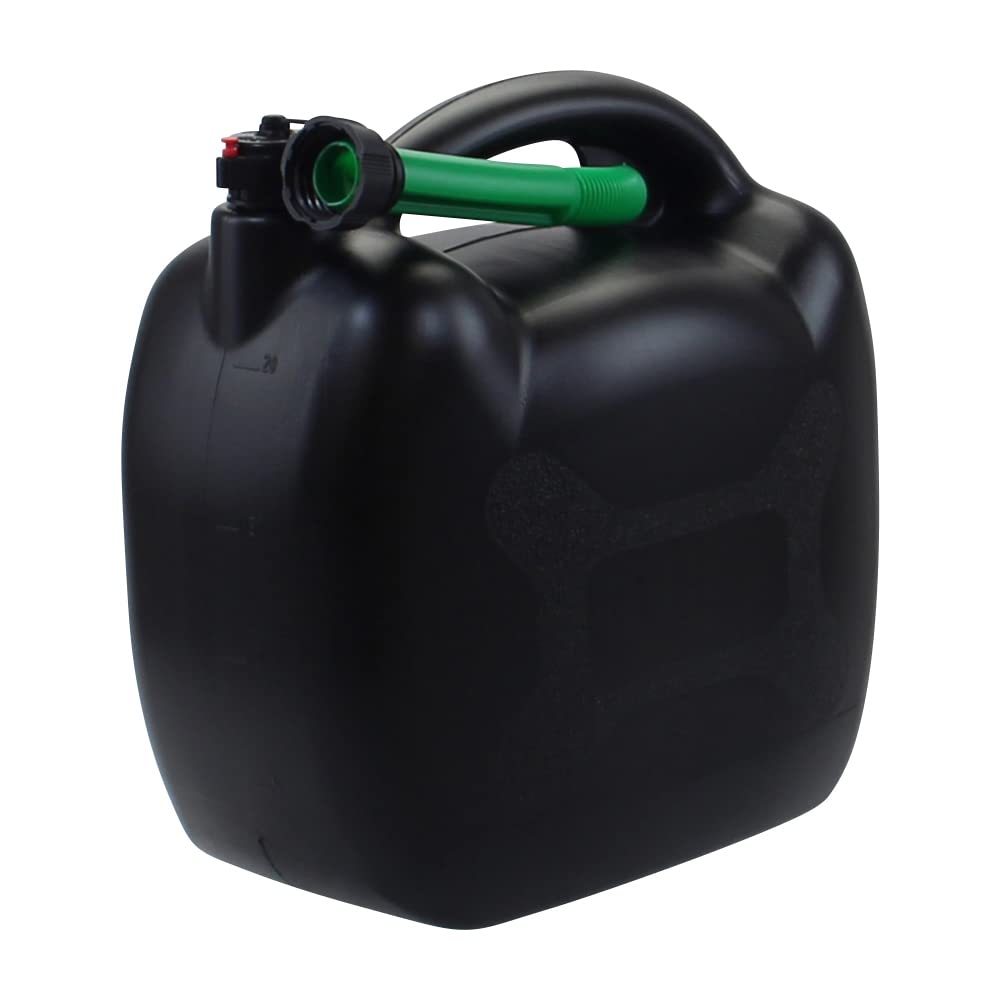 Benzinkanister 20L schwarz Kunststoff mit Einfüllschlauch grün, UN-Zulassung von Citomerx