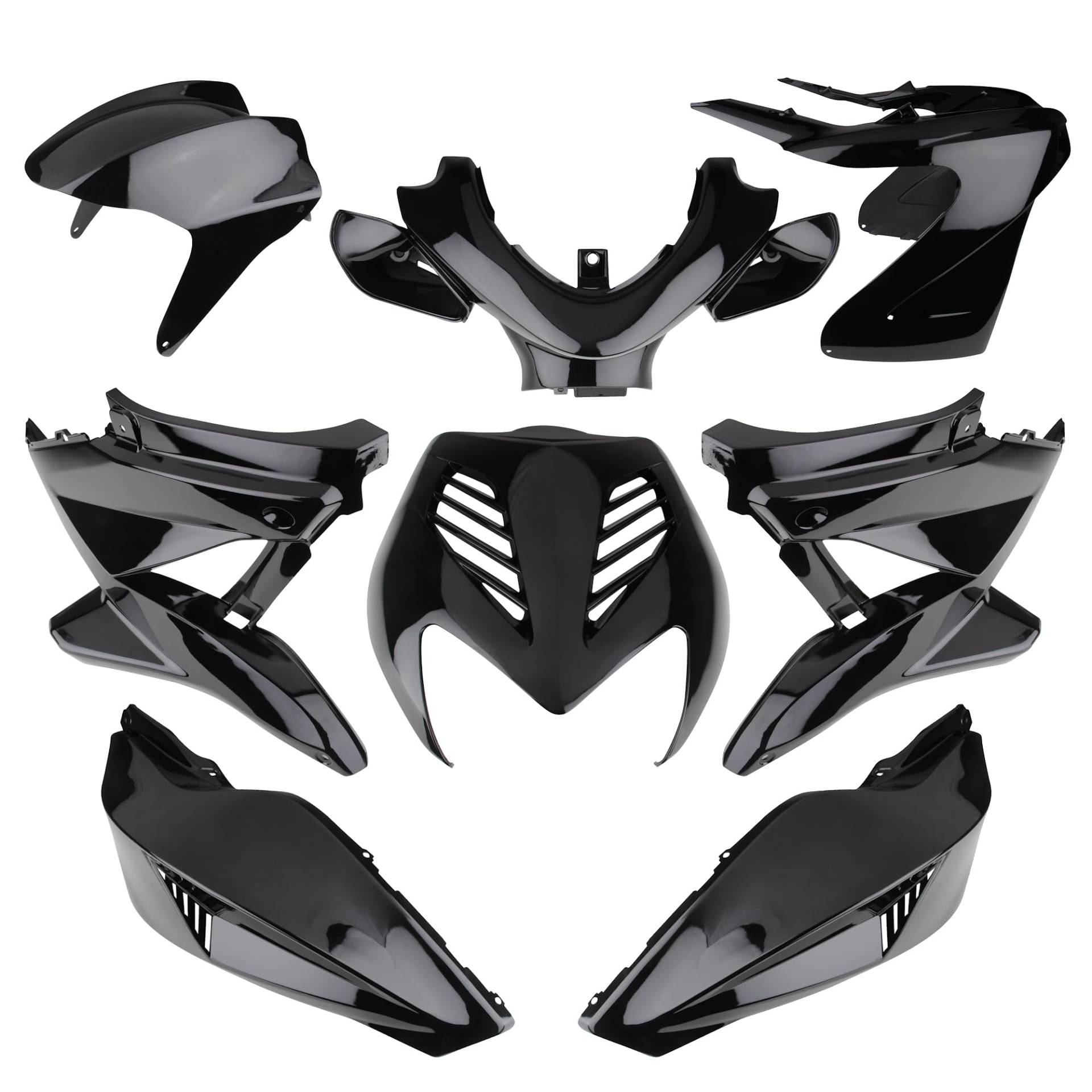 Verkleidungssatz schwarz Verkleidung Verkleidungsteile Set kompatibel mit Yamaha Aerox MBK Nitro YQ50 Verkleidungssatz schwarz Verkleidung Verkleidungsteile Set kompatibel mit Yamaha Aerox MBK Nitro YQ50 von Citomerx