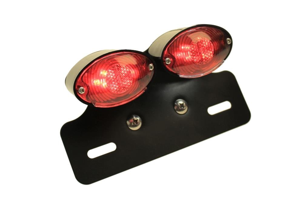 Zwillings- Rücklicht Bremslicht LED Rot Nummernschildbeleuchtung Kennzeichen Leuchte schwarz für Motorrad Quad neu von Citomerx
