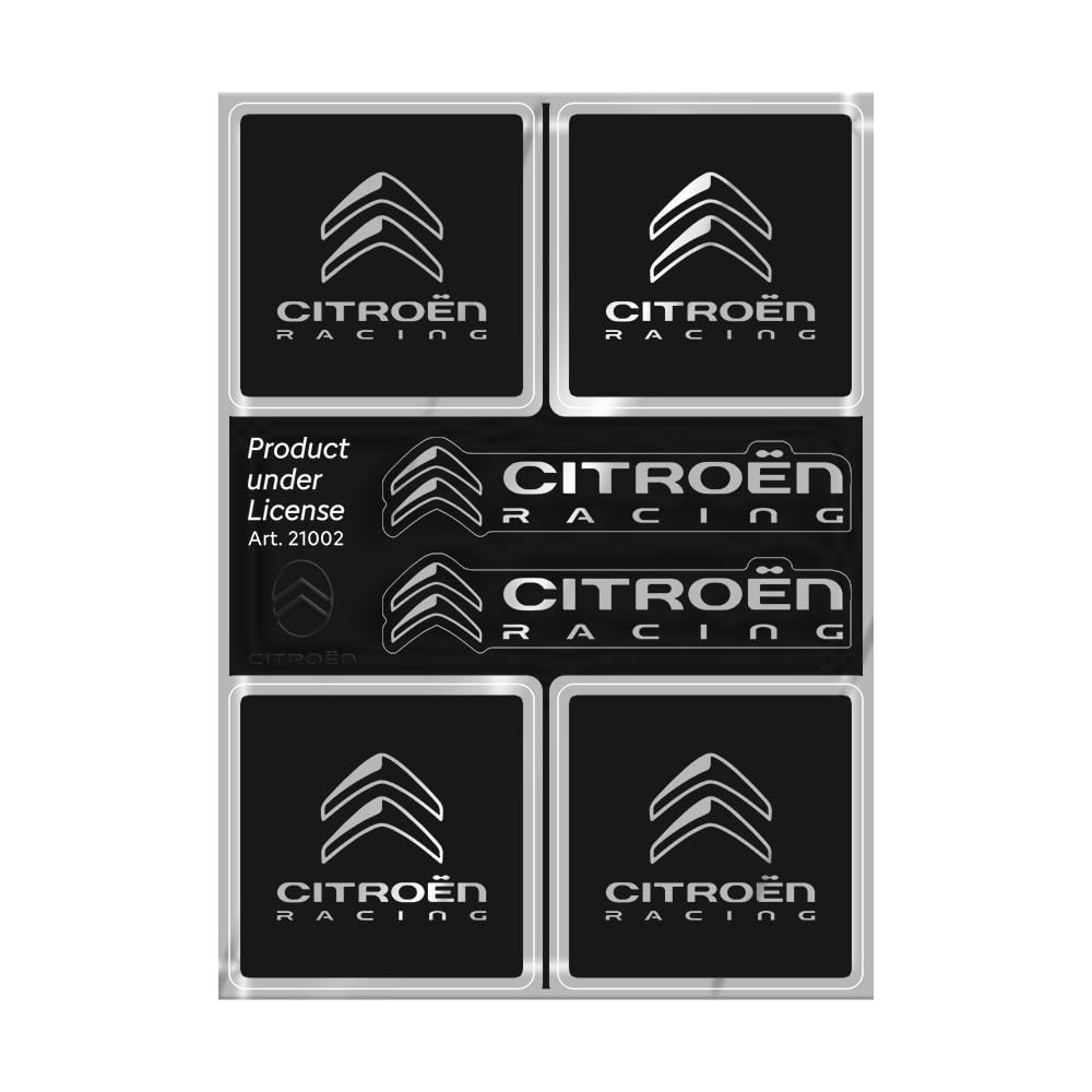 Citroen Racing Offizielle Aufkleber mit 6 Logos, Schwarz von Citroen