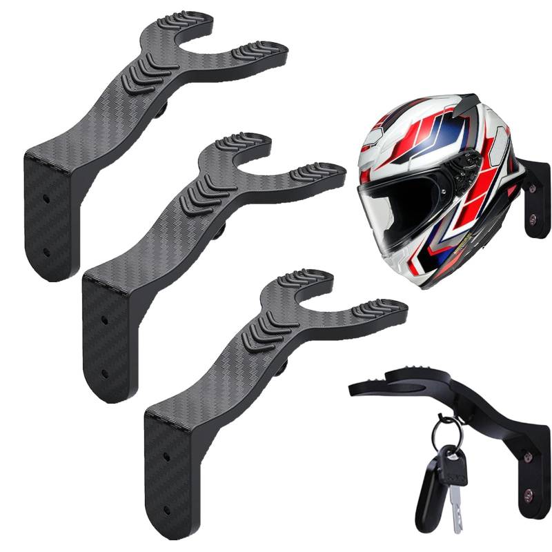 3 Stück Schwarz Helmhalterung Wand Motorradhelm Halterung Helm Halterung Wand Sich für Jacken Mützen Rucksäcke und Schals Ist and Ausstellungsräume Wohnzimmer Flure von ClcIosis