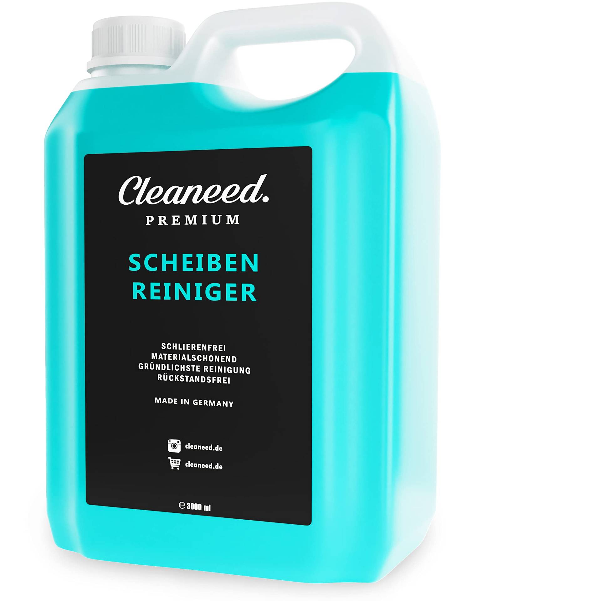 Cleaneed Premium Glasreiniger 3L zum Nachfüllen – Made in Germany – Schlierenfrei, Materialschonend, Extra Stark, Rückstandsfrei - Scheibenreiniger von Cleaneed