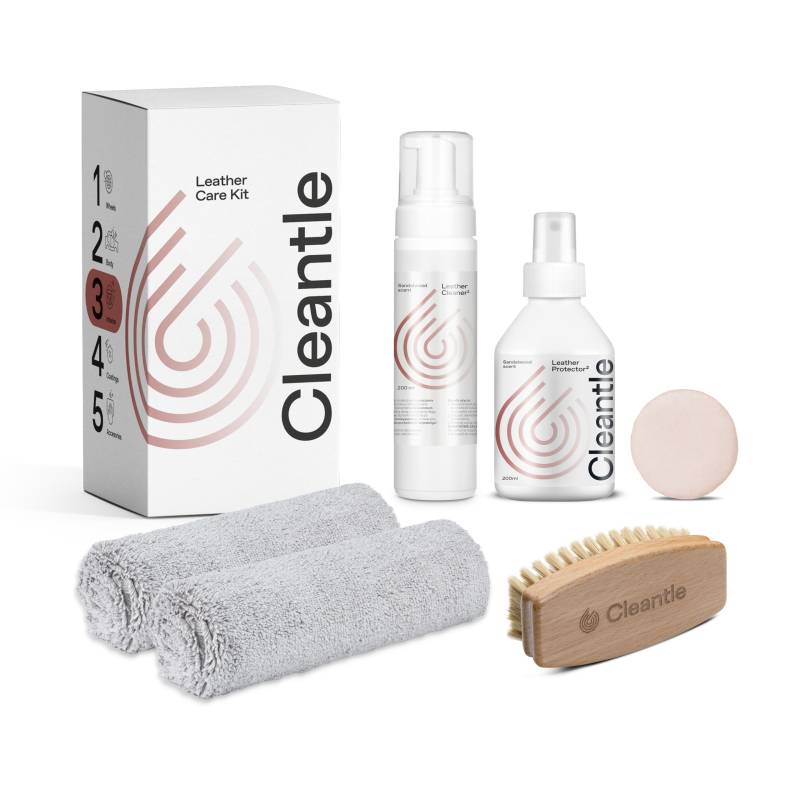 Cleantle Leather Care KIT Komplettset zur Reinigung und Pflege von Lederpolstern von Cleantle