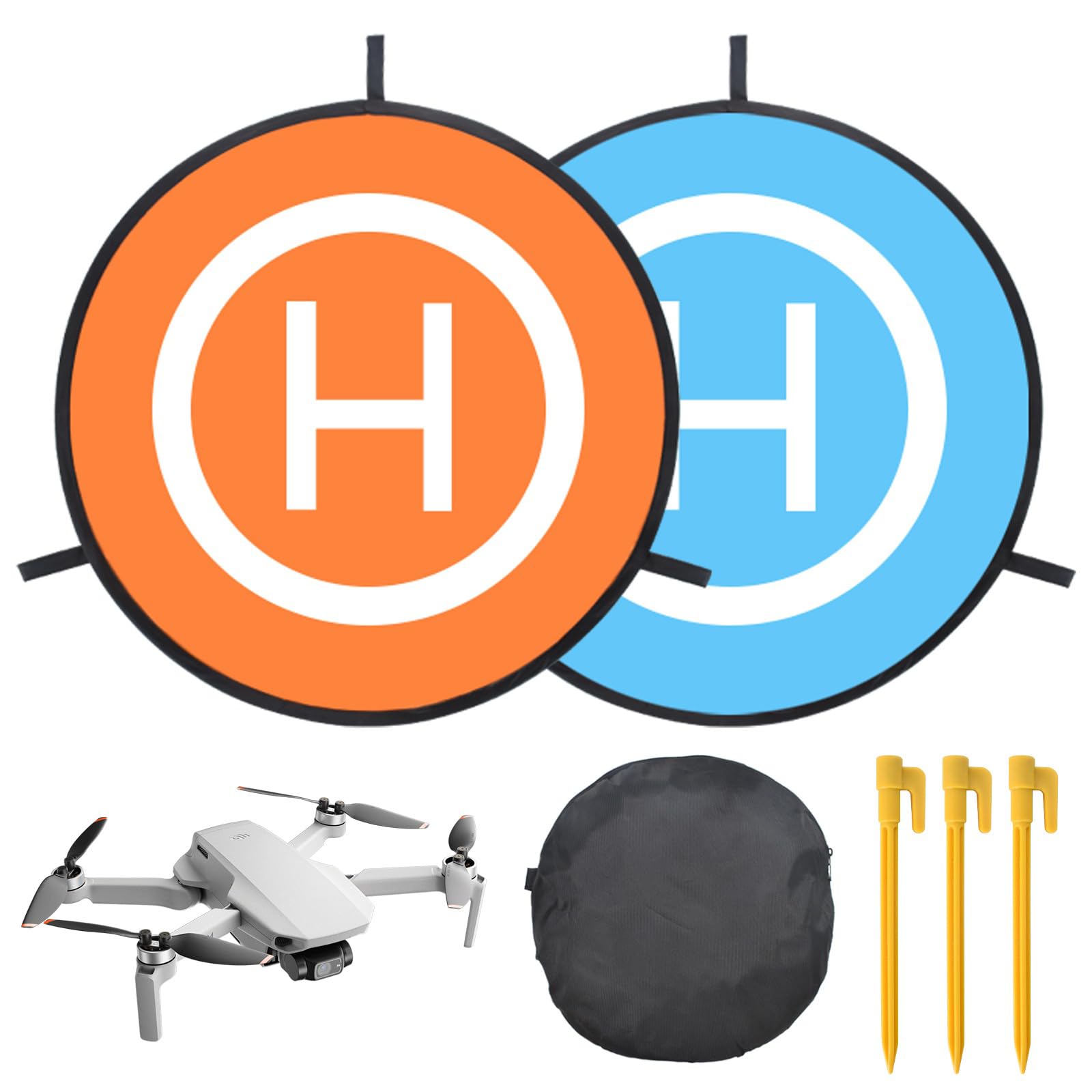 Drone Landing Pad, 55CM/22'' Drohnen Landeplatz, Wasserdichte Faltbare Landung Pads, Drohnen-Landeplatz-Zubehör mit Heringen, für DJI Mavic 2 Pro/Zoom/Mavic Pro/Mavic Air 2/Spark/FIMI X8SE/Mavic Mini Drone Landing Pad, 55CM/22'' Drohnen Landeplatz, Wasserdichte Faltbare Landung Pads, Drohnen-Landeplatz-Zubehör mit Heringen, für DJI Mavic 2 Pro/Zoom/Mavic Pro/Mavic Air 2/Spark/FIMI X8SE/Mavic Mini von Cleminsta