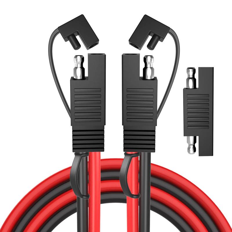 Cleqee SAE zu SAE Verlängerungskabel 10AWG 6,56ft/2m Quick Disconnect Kabelbaum SAE Stecker mit SAE zu SAE Polaritätsumkehr Adapter für Automotive, Solar Panel SAE Stecker, Motorrad, Autos, Traktor von Cleqee