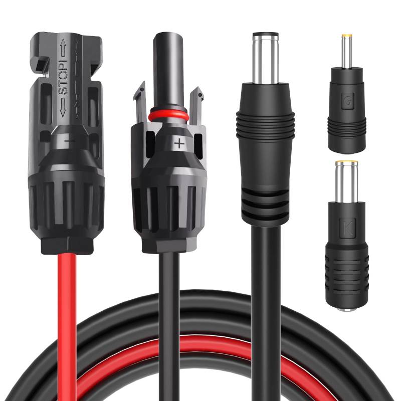 Cleqee Solarpanel-Stecker auf DC 5.5mmx2.1mm Adapter Verlängerungskabel 16 AWG 4,59ft/1,4m mit DC 8mm, DC 4mmx1.7mm Adapter für tragbare Stromstationen, Solargeneratoren von Cleqee