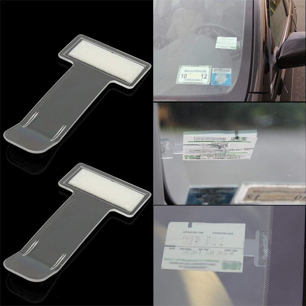 Clevoers 2 Stück Transparent Parkscheinhalter Selbstklebend Transparent Tickets Clips Halter Für Elektronische Parkscheibe Mit Zulassung Auto Windschutzscheibe von Clevoers