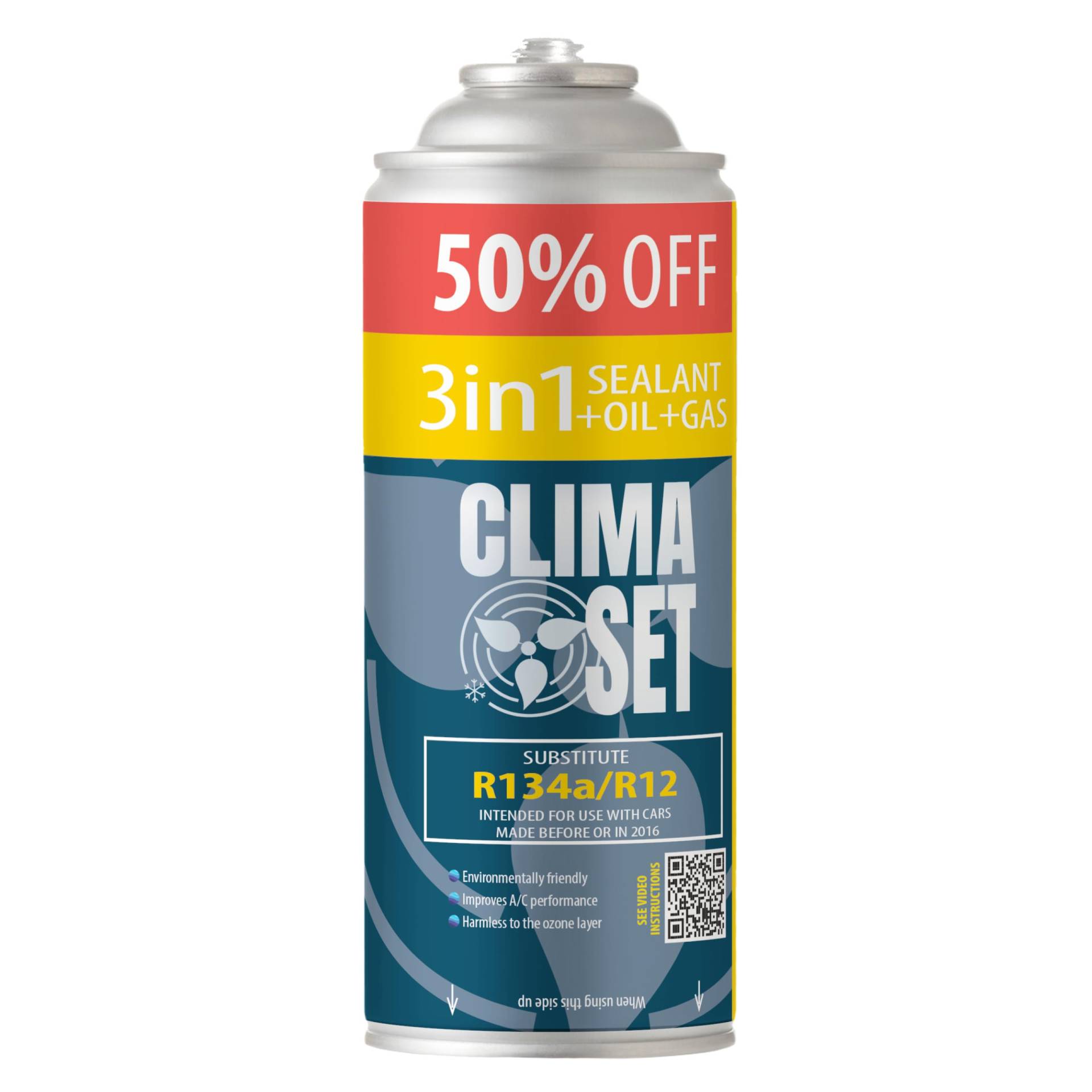 ClimaSet 3in1 R134a Kältemittel Ersatzgas - Kühlmittel Klima Auto mit Klima Dichtmittel und Öl - Gasflasche 1x235 g - Auto Klimaanlage Nachfüllset - Klimaanlage Wohnmobil - ECO ClimaSet 3in1 R134a Kältemittel Ersatzgas - Kühlmittel Klima Auto mit Klima Dichtmittel und Öl - Gasflasche 1x235 g - Auto Klimaanlage Nachfüllset - Klimaanlage Wohnmobil - ECO von Clima Set