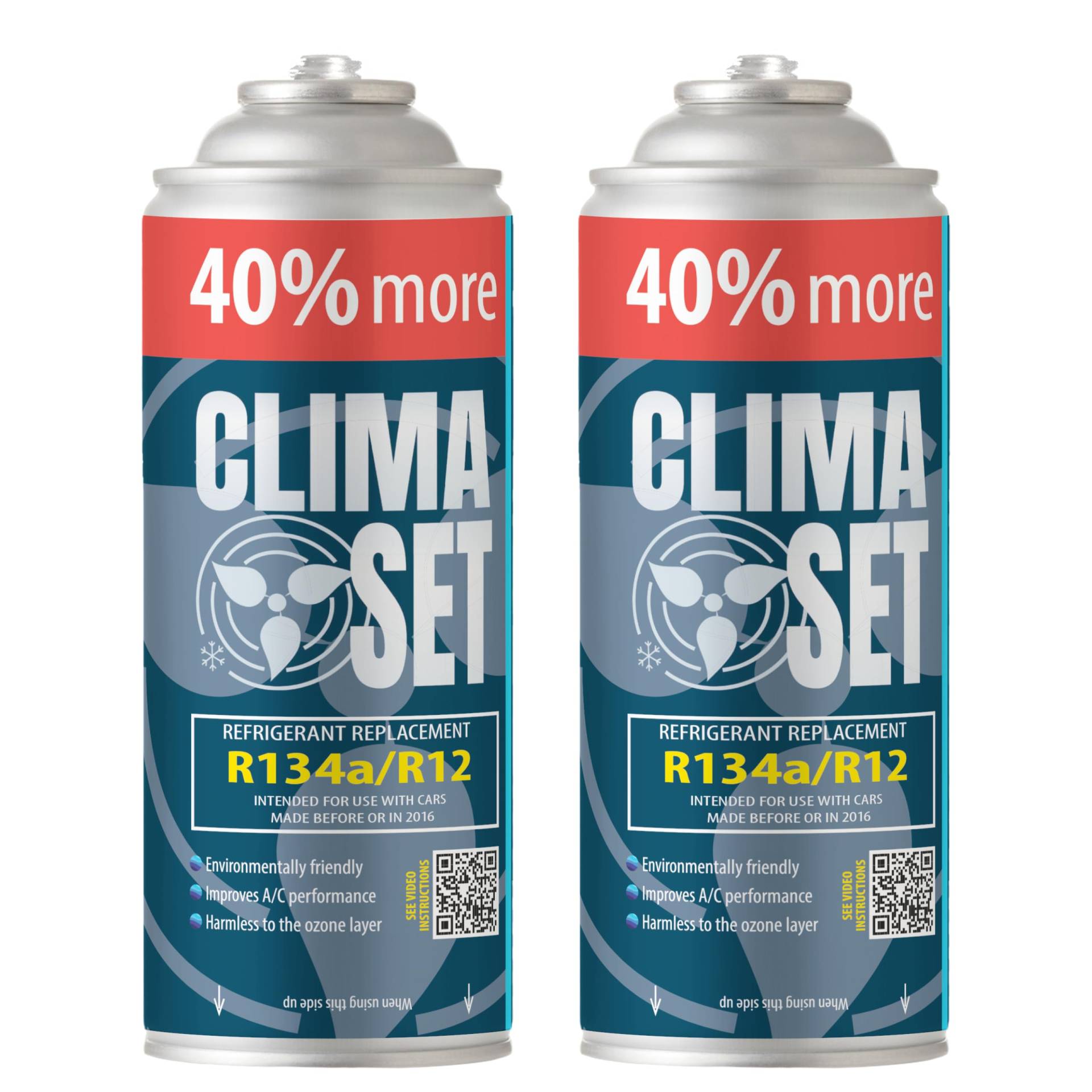 ClimaSet R134a kältemittel Ersatzgas - Kühlmittel Klima Auto - Gasflasche 2x235 g - Auto Klimaanlage Nachfüllset - Klimaanlage Wohnmobil - ECO - Klimaanlage Refill Dose ClimaSet R134a kältemittel Ersatzgas - Kühlmittel Klima Auto - Gasflasche 2x235 g - Auto Klimaanlage Nachfüllset - Klimaanlage Wohnmobil - ECO - Klimaanlage Refill Dose von Clima Set