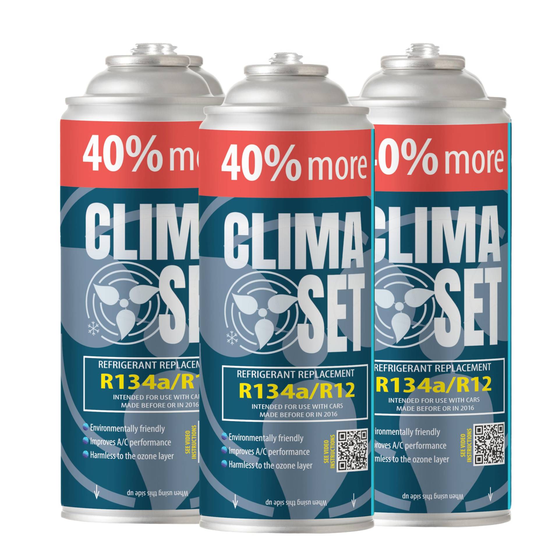 ClimaSet R134a kältemittel Ersatzgas - Kühlmittel Klima Auto - Gasflasche 3x235 g - Auto Klimaanlage Nachfüllset - Klimaanlage Wohnmobil - ECO - Klimaanlage Refill Dose ClimaSet R134a kältemittel Ersatzgas - Kühlmittel Klima Auto - Gasflasche 3x235 g - Auto Klimaanlage Nachfüllset - Klimaanlage Wohnmobil - ECO - Klimaanlage Refill Dose von Clima Set