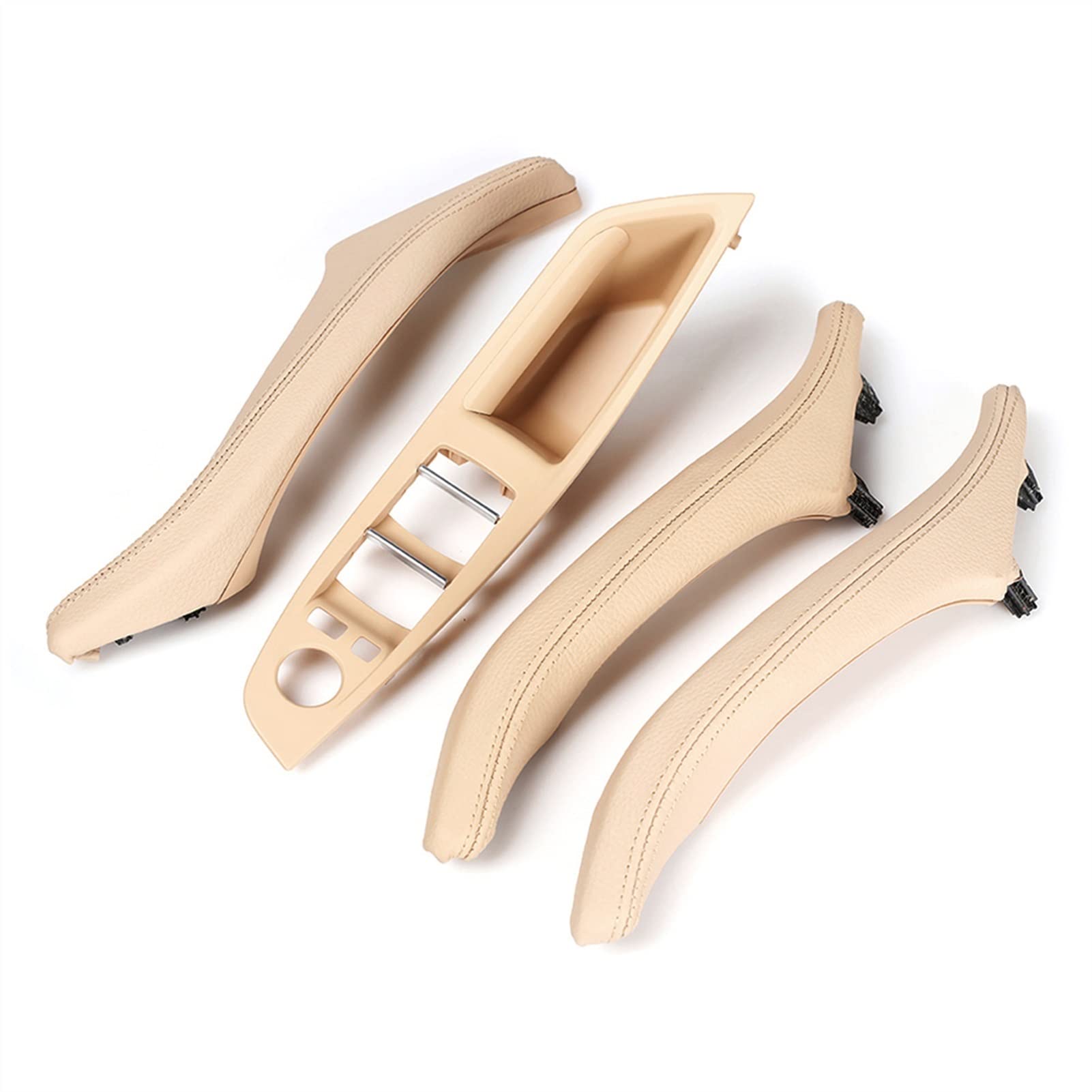 Clynex 4-teiliges Auto-Styling-Innentürverkleidungs-Zuggriffleder, for, for F10 F11 F18 5er 2010 2011 2012 2013 2014 2015 2016 2017 Auto-Innentürgriff(Beige) von Clynex