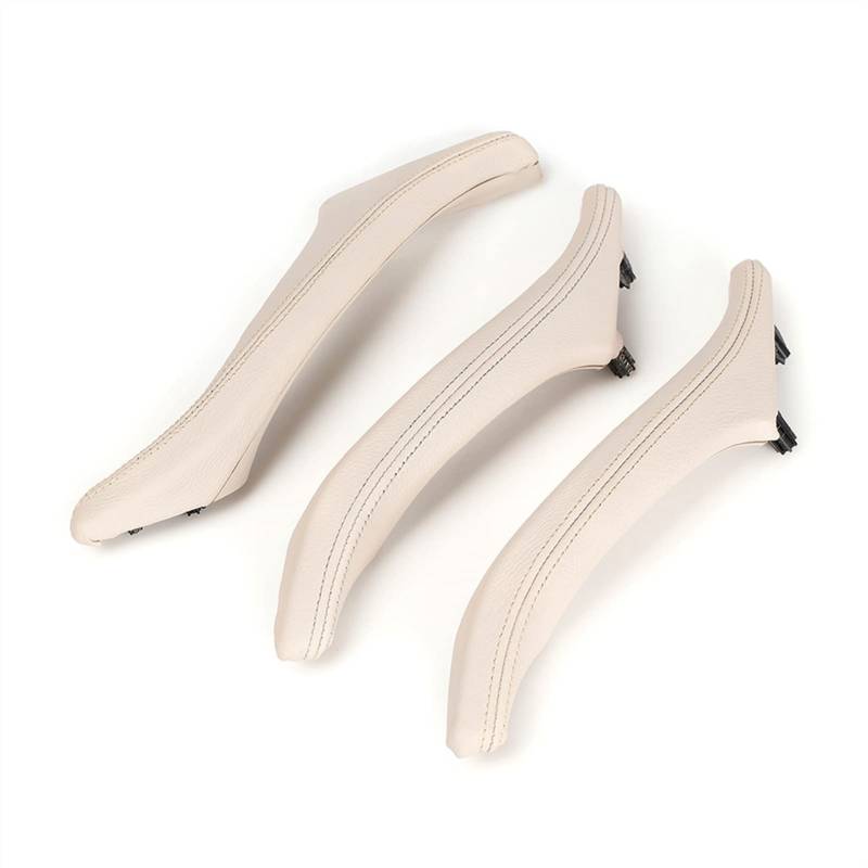 Clynex 4-teiliges Auto-Styling-Innentürverkleidungs-Zuggriffleder, for, for F10 F11 F18 5er 2010 2011 2012 2013 2014 2015 2016 2017 Auto-Innentürgriff(Off-White) von Clynex