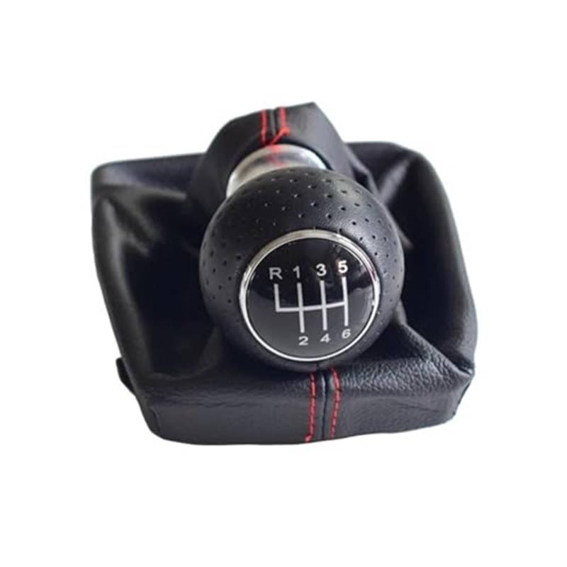 Clynex 5-/6-Gang-Schaltknauf-Abdeckung, for, A4 B6 B7 2000–2008, Auto-Styling mit Ledermanschette Auto-Schaltknauf(Black 6 Speed-Red) von Clynex