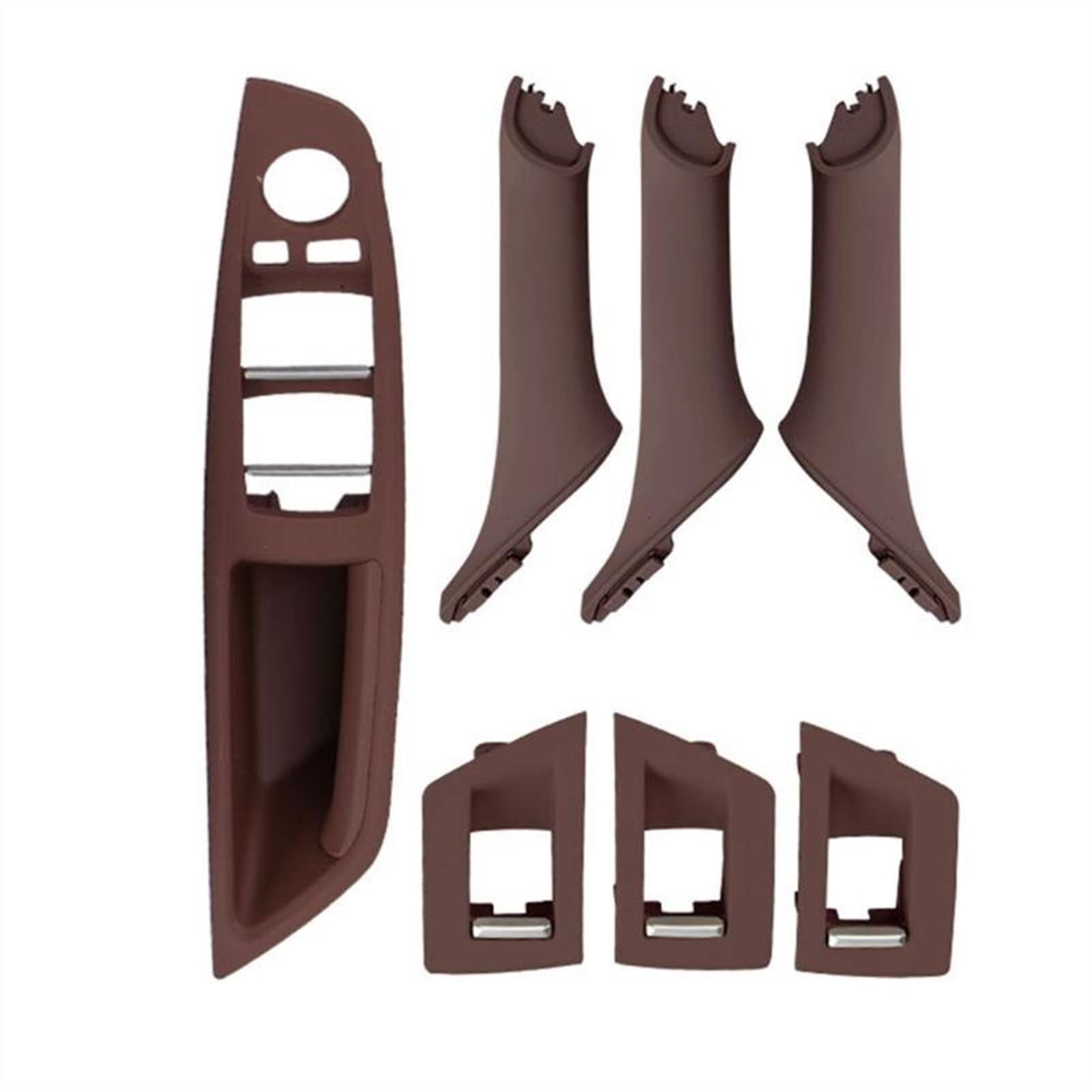 Clynex 7 Stücke LHD/RHD Auto Innen Auto Fahrersitz Vorne Links Armlehne Innentürgriff Pull 1 Loch, for F10 2010-2016 Auto-Innentürgriff(Red Brown Left) von Clynex