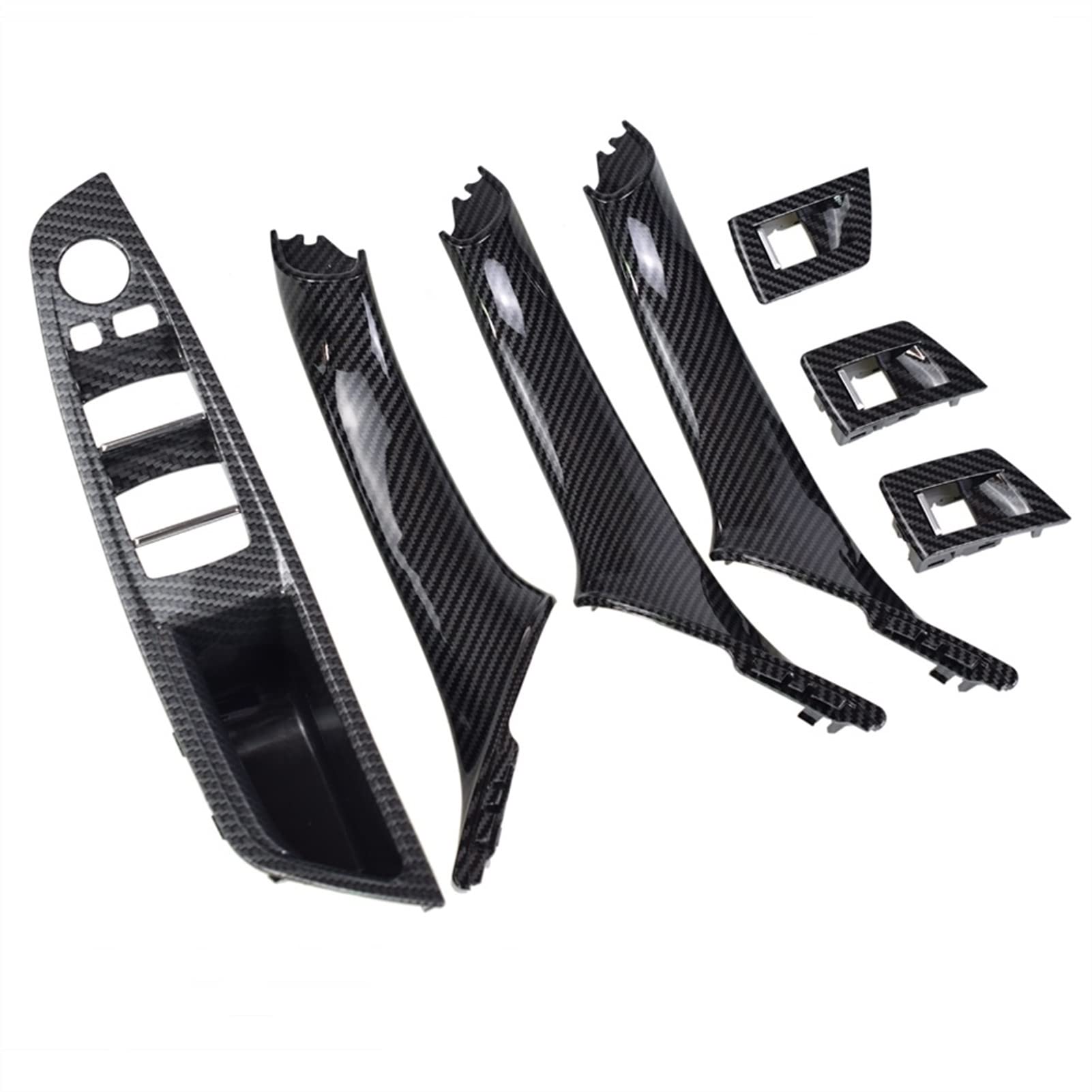 Clynex 7PCS RHD Rechtslenker Auto Innen Tür Armlehne Griff Panel Pull Trim Abdeckung, for, for 5 Serie F10 F11 520 525 Auto-Innentürgriff(Carbon-7pcs) von Clynex