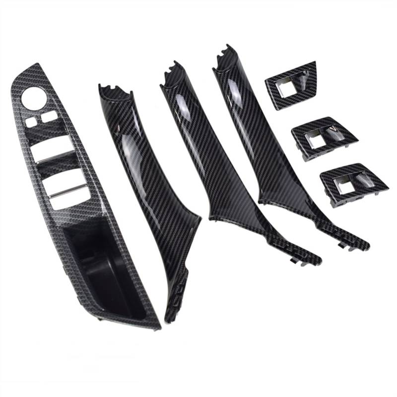 Clynex 7PCS RHD Rechtslenker Auto Innen Tür Armlehne Griff Panel Pull Trim Abdeckung, for, for 5 Serie F10 F11 520 525 Auto-Innentürgriff(Carbon-7pcs) von Clynex