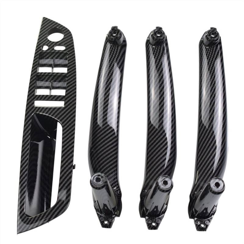Clynex Auto Beige Schwarz Carbon Faser Armlehne Auto Links Rechts Innen Tür Griff Innen Panel Pull Trim Abdeckung, for, for E70 E71 X5 X6 Auto-Innentürgriff(Carbon Fiber-4pcs) von Clynex