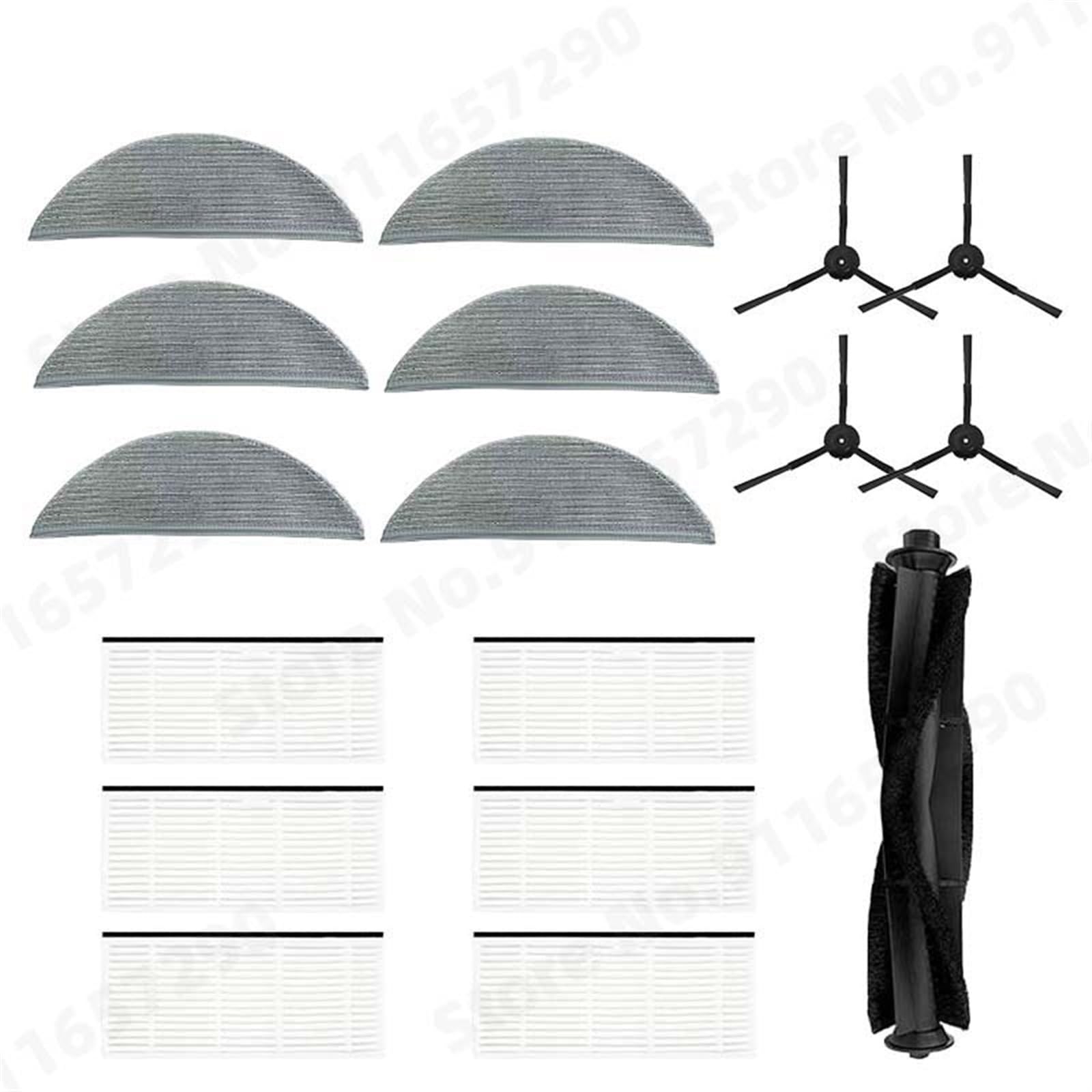 Clynex Haupt-/Seitenbürste, HEPA-Filter, Wischtuch, Staubbehälter, Staubbeutel, for Xiaomi, Lydsto R1/R1A/R1 Pro/S1 Roboter-Staubsaugerteile Staubsauger-Staubbehälter(Black Set 7) von Clynex