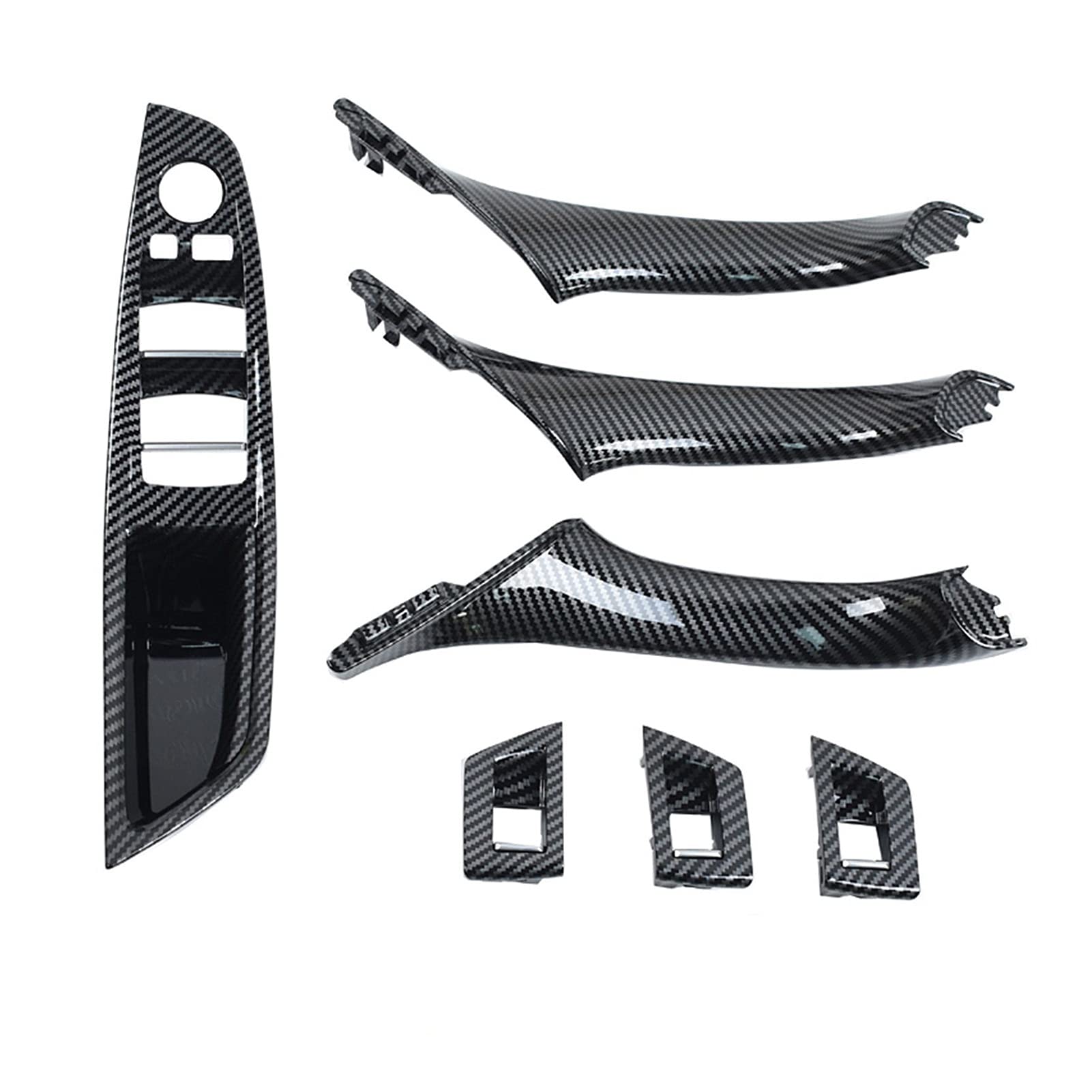 Clynex Innentür Armlehne Fenster Schalter Panel Pull Griff Set, for, for 5 Series F10 F11 F18 520i 523i 525i 528i 535i Auto-Innentürgriff(Carbonfiber LHD 7PCS) von Clynex