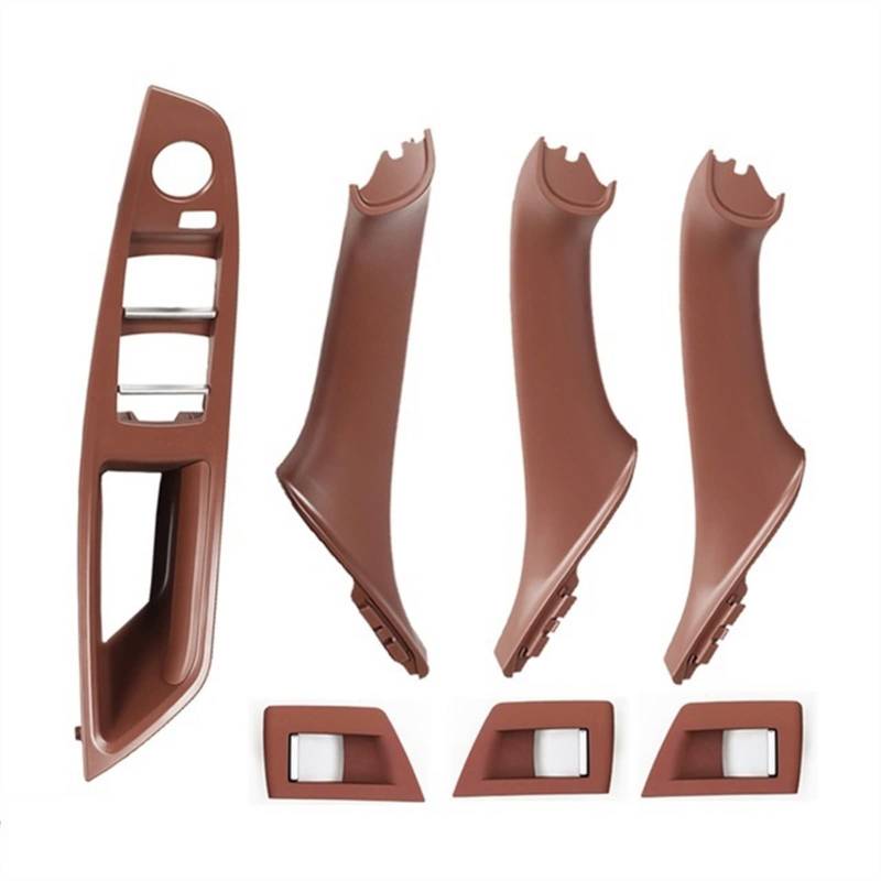 Clynex Innentür-Armlehnen-Fensterschalter-Panel-Ziehgriff-Set, for, for 5er F10 F11 F18 520i 523i 525i 528i 535i Auto-Innentürgriff(Red Brown-7pcs) von Clynex
