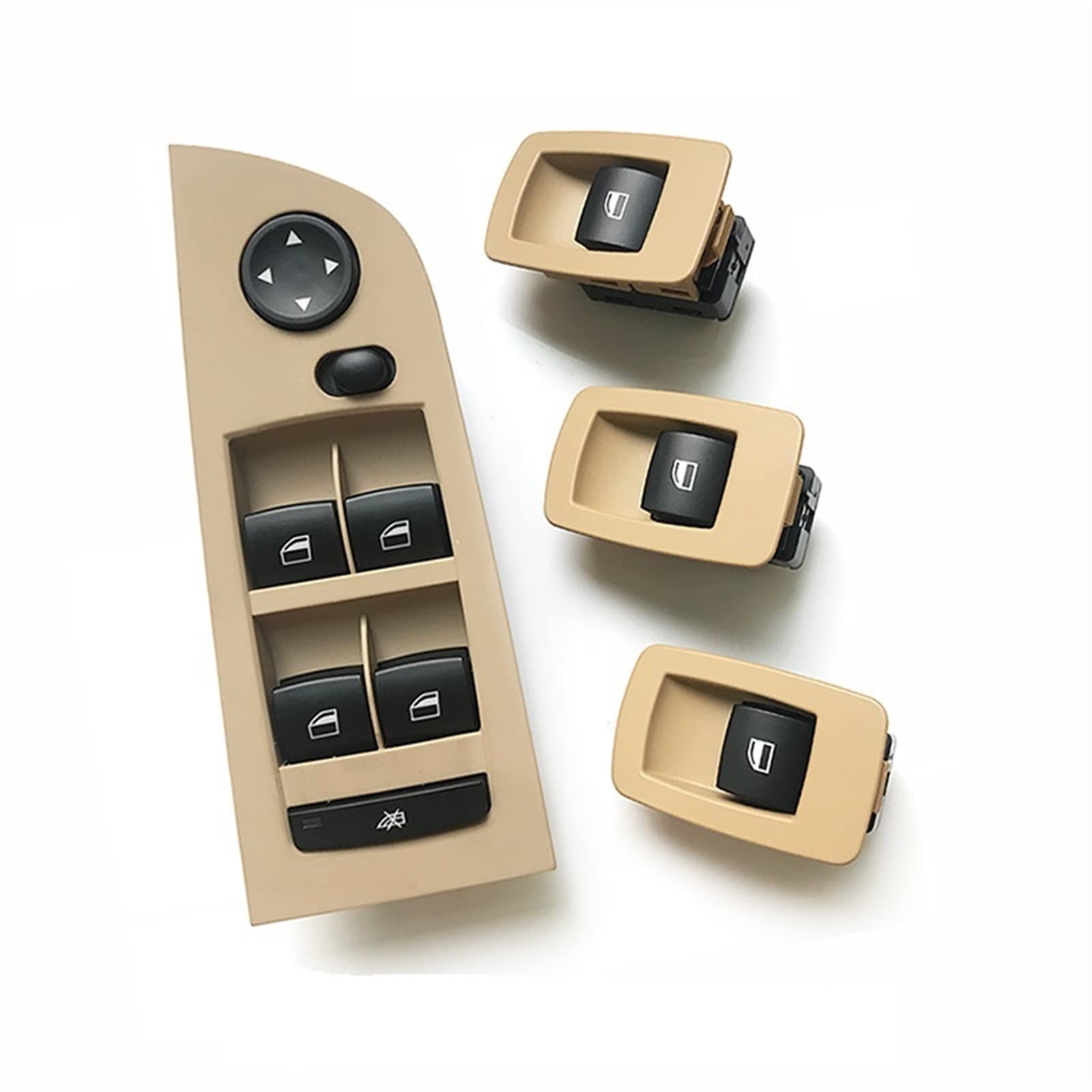 Clynex LHD RHD Innentür-Fensterheber-Schalterregler mit äußerer Abdeckplatte, 4-teiliges Set, for, for 3er E90 316 318 320 325 328i Auto-Innentürgriff(LHD B Beige Set) von Clynex