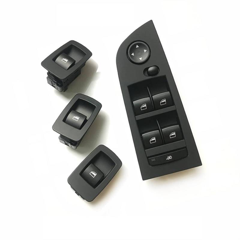 Clynex LHD RHD Innentür-Fensterheber-Schalterregler mit äußerer Abdeckplatte, 4-teiliges Set, for, for 3er E90 316 318 320 325 328i Auto-Innentürgriff(RHD B Black Set) von Clynex