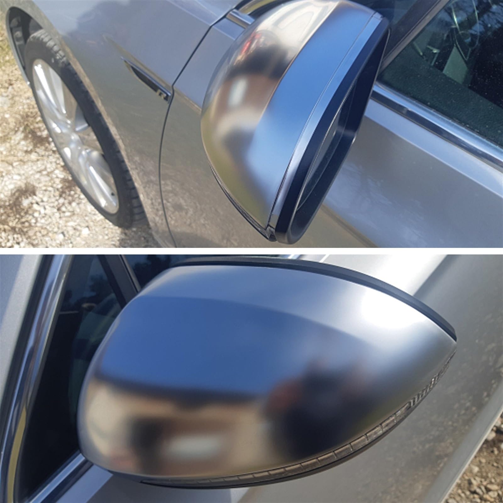 Clynex Rearview Side Mirror Cap Housing, for VW, for Passat, B8 2015-2019 Matt Chrome Mirror Cover Auto-Außenspiegelabdeckung(with Lane Assist) von Clynex