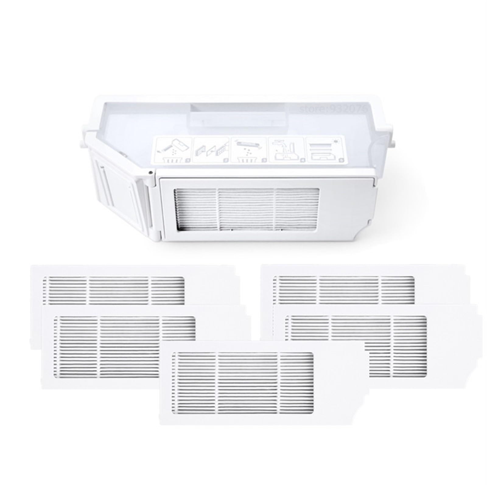 Clynex for Ecovacs DEEBOT X1 T10 Omni Staub Box HEPA-Filter Schmutz Sammlung Roboter Staubsauger Ersatzteile Mülleimer Staubsauger-Staubbehälter(Dustbin add 6Filters) von Clynex