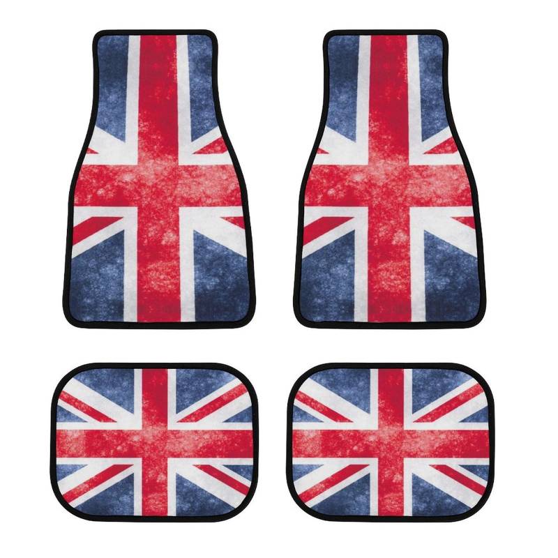 Cmagnifico Automatten 4 Stück Vintage Union Jack Britische Flagge Auto Fußmatten Universal Fußmatten für Auto SUV LKW von Cmagnifico