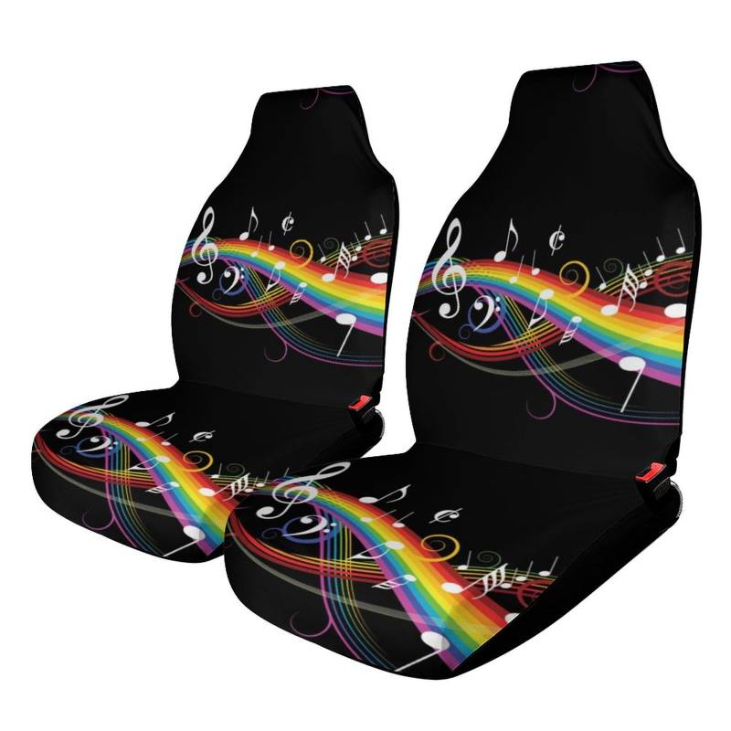 Cmagnifico Autositzbezug für Vordersitze, Regenbogen-Musiknoten, universeller Autositzschutz von Cmagnifico