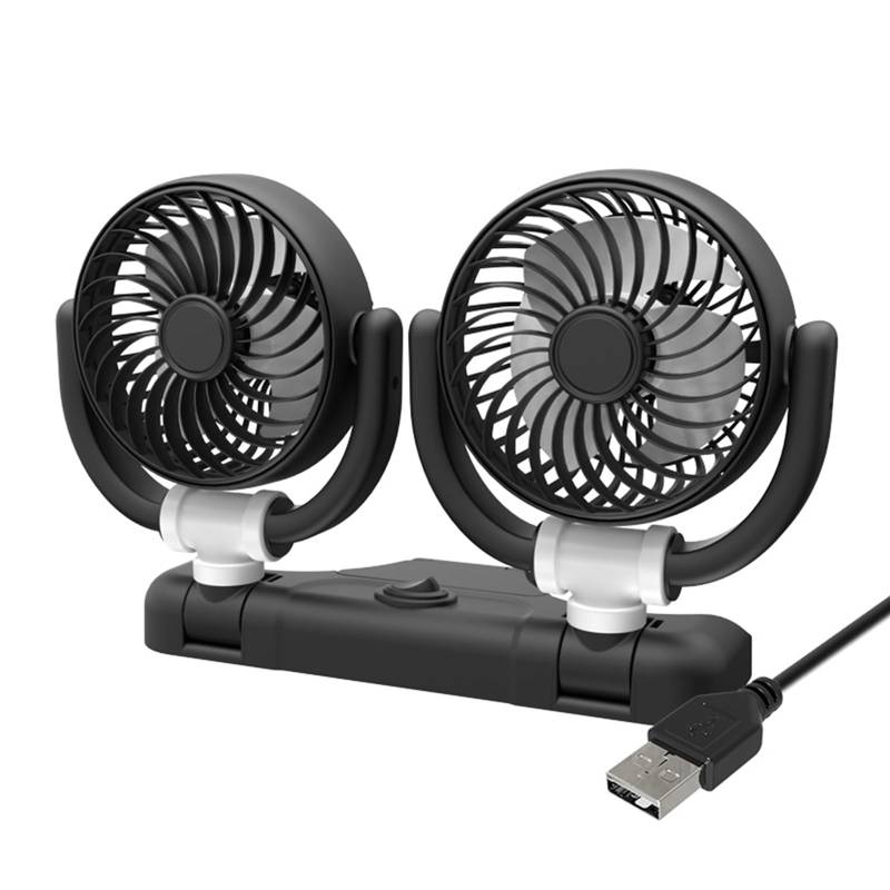 Cnrfeoap Autoventilator USB/12 V/24 V Lüfter Für Auto Mit 2 Geschwindigkeits -360 Grad Rotatable Double Head Lüfter Starker Elektro Autoventilator von Cnrfeoap