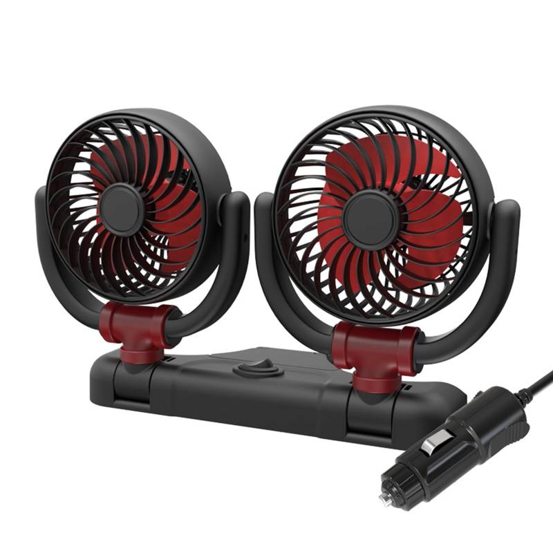 Cnrfeoap Autoventilator USB/12 V/24 V Lüfter Für Auto Mit 2 Geschwindigkeits -360 Grad Rotatable Double Head Lüfter Starker Elektro Autoventilator von Cnrfeoap