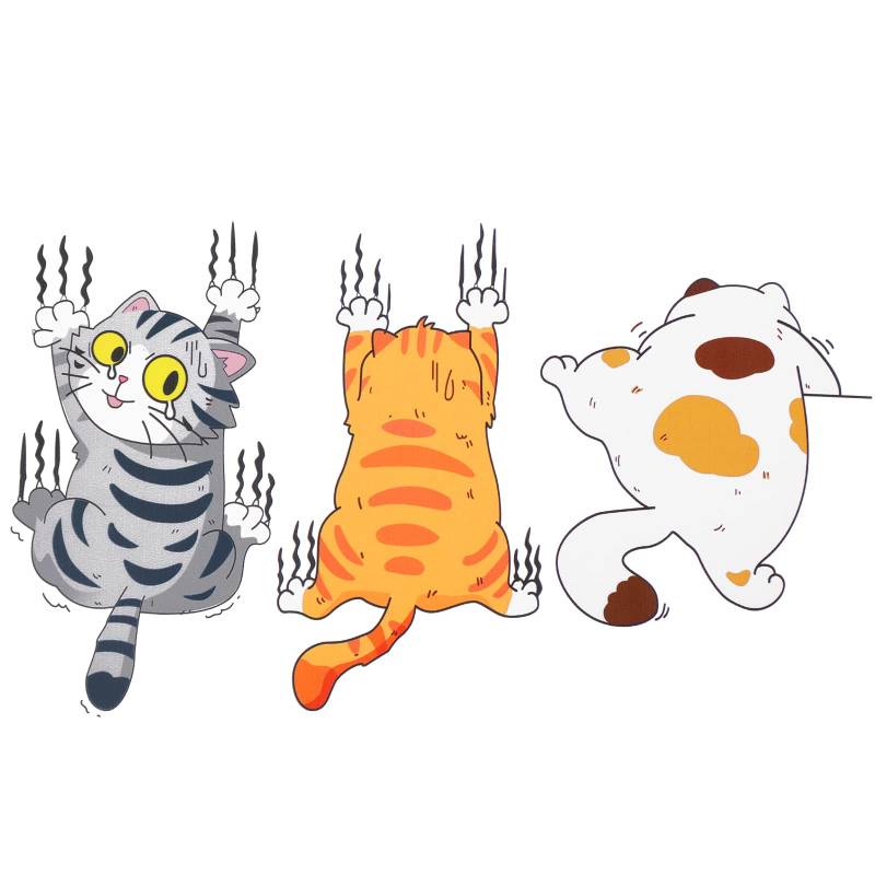cobee Cartoon Katze Auto Aufkleber, 3er Pack Vinyl Lustige Auto Aufkleber Autoaufkleber Katzen Kratzabdeckung Selbstklebende Auto Dekoration Aufkleber Dekor für Fenster Wände Laptop Gepäck von Cobee