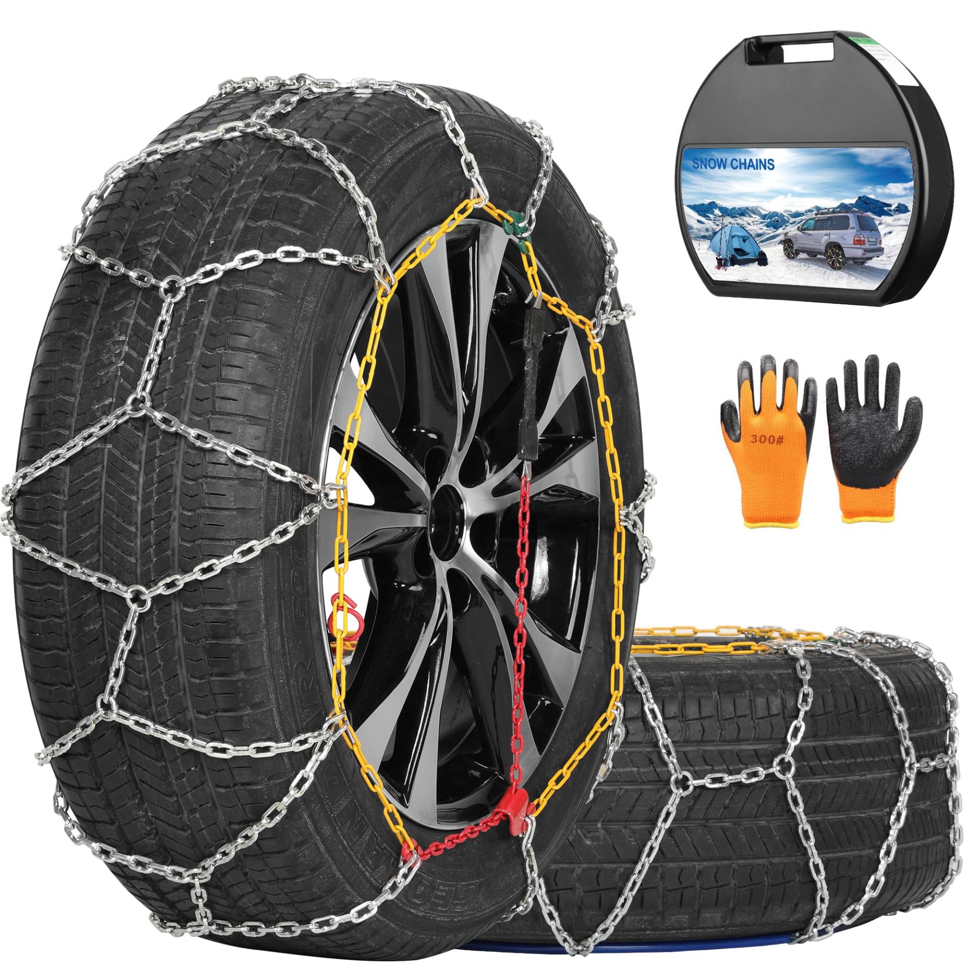 COCO BIRD Schneeketten, verschleißfeste Hartstahl-Anti-Rutsch-Reifenkette für PKW, Pickups und SUVs, 2 Stück (KN130) von Coco Bird